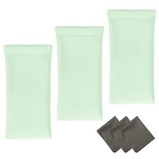 3 PACK Eyeglasses Pouch Squeeze Top Sunglasses Case with 3 3pcs Mint Green