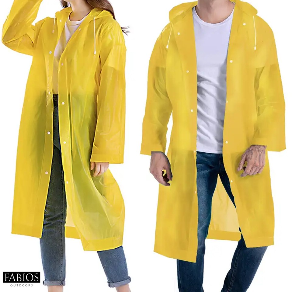 Adult Waterproof Rain Poncho - Reusable Plastic/EVA Coat For Camping & Festivals