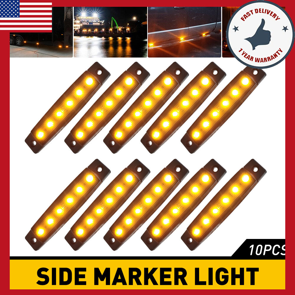 10X Smoke Amber LED Tail Clearance Marker Light for Trucks Vans Trailers  