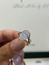 Pear Lab Created Diamond Solitaire Engagement Ring 3 Ct E/VVS2 14k Yellow Gold