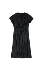 Serra Women Black SM Pleated V-neck Dress New