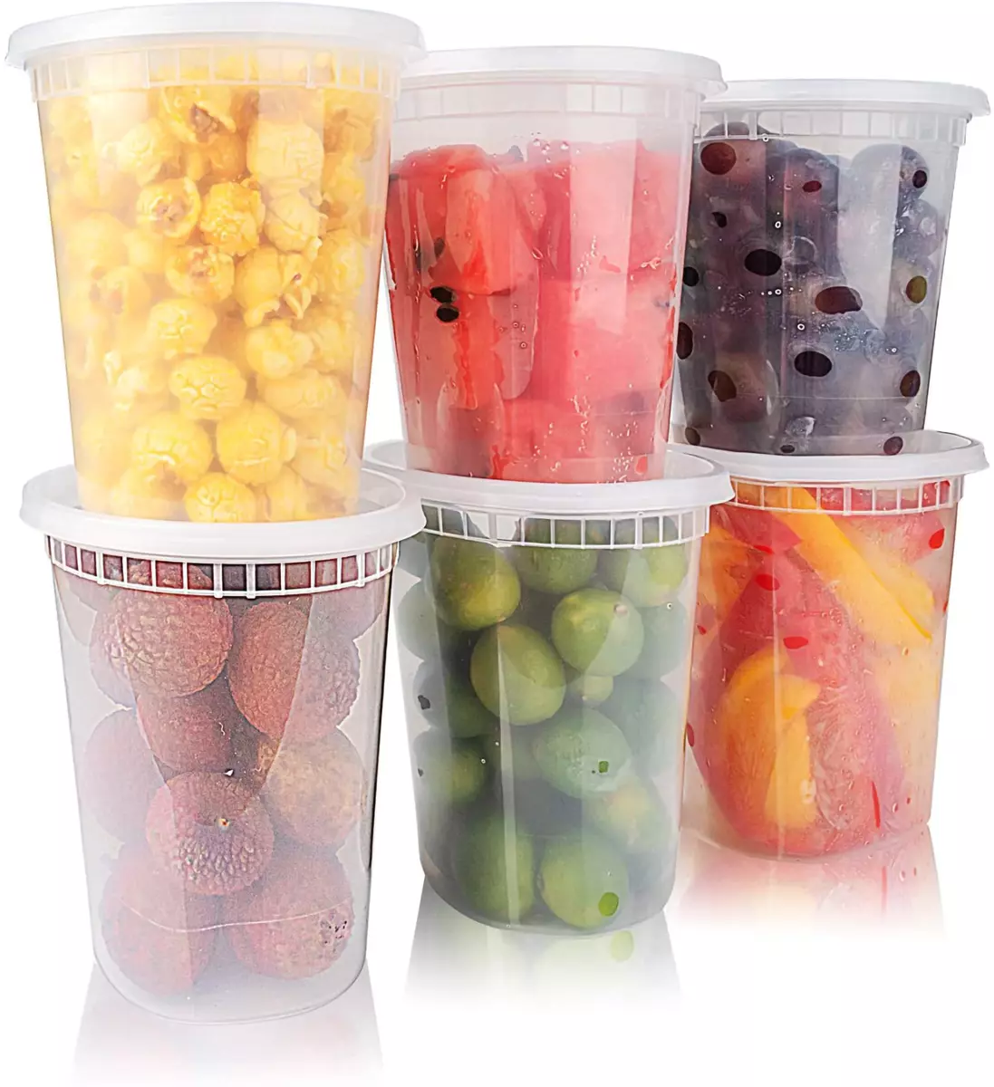 Food Storage Container Deli With Lids Reusable Plastic Small Soup Bowl 32oz