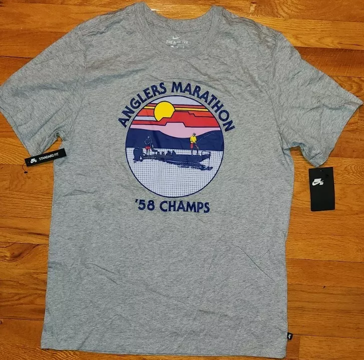 *RARE* NIKE ANGLERS MARATHON 1958 SHIRT Men L retro fishing florida running  run