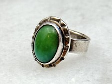 Vintage Green Stone Sterling Silver Southwest Mexico Ring Size 5