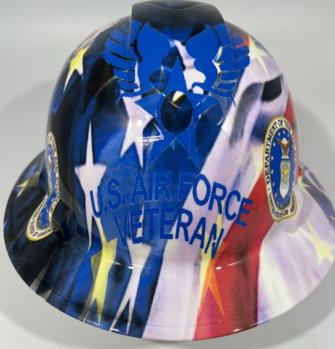 New Full Brim Hard Hat Custom Hydro Dipped USAF US AIR FORCE VETERAN - 第 1/6 張圖片