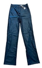 NWT BOOHOO Wide Leg Faux Leather Lock Women's Trousers Pants Size 8 NEW!