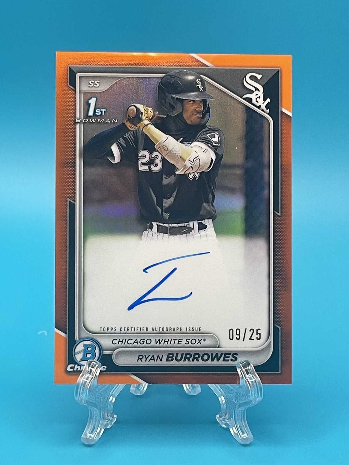 2024 Bowman Chrome Prospect Auto Orange 1st Ryan Burrowes #CPA-RBU /25 (On Card)