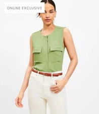 Utility Pocket Front Shell Top - LOFT - NWT - Beach Grass - Size X Large