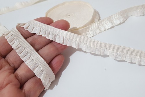 1/2 inch 13mm wide 5-20 yds Ivory Ruffles 1 Sided Edge Elastic Band EB17 - Picture 10 of 12