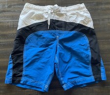 Cherokee Youth Teen Boys Kids Medium White Blue Black swim trunks suit used