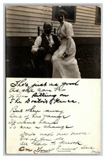 Vintage 1911 RPPC Postcard Husband and Wife Portrait & Detailed Letter