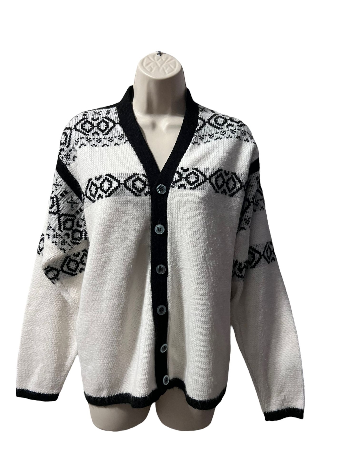 Vintage 1950u0026#039;s Arrow Ski Lodge Diamond Print Cardigan Sweater Size S |  eBay
