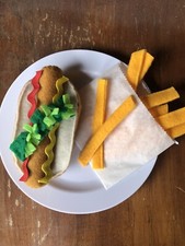 14 pc. Hot Dog with French Fries pretend play food set