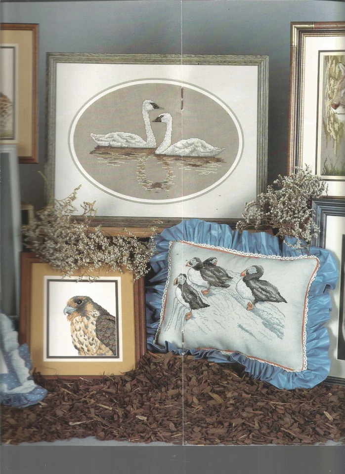 Endangered Species Cross Stitch Patterns Falcon Wolf Puffins Cougar Eagle J53 - Image 3 of 4