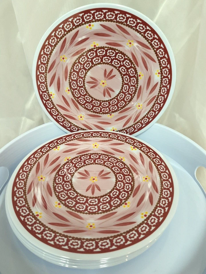 Temptations old world cranberry melamina 10 peças conjunto externo pratos bandeja balde - Imagem 2 de 4