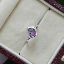 Solitaire Wedding Ring 2Ct Oval Cut Lab-Created Amethyst 925 Sterling Silver