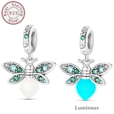 KUNSIR Authentic Glow in the Dark Firefly Dangle Charm Silver 925 Bracelet Charm