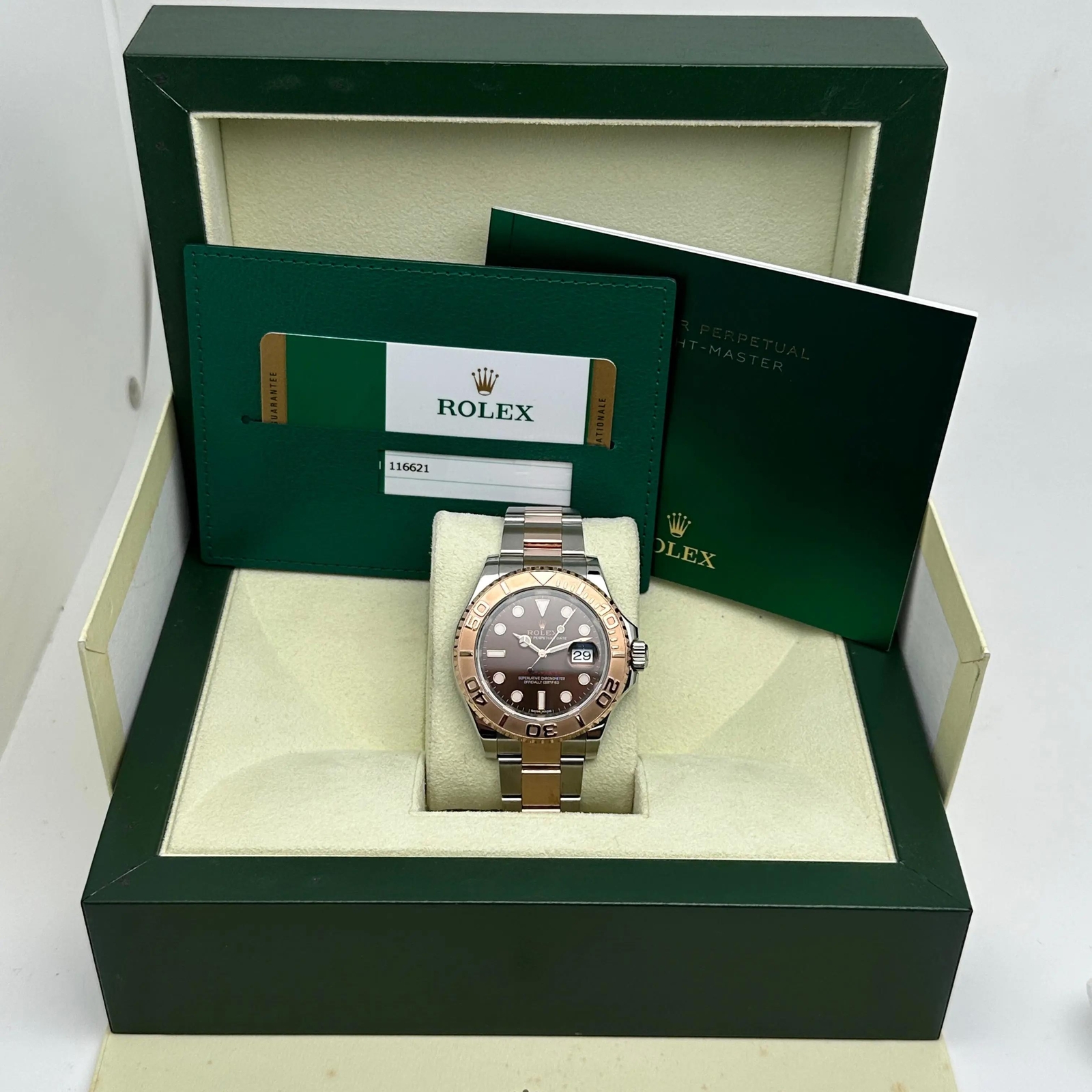 Rolex Yacht Master 40mm 18K Gold Steel Chocolate Dial Automatic Watch 116621