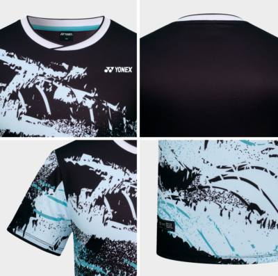 TECHNIST T-shirt Badminton Unisex Manica Corta - Nera, AsiaFit, 93% Poliestere 7% Spandex