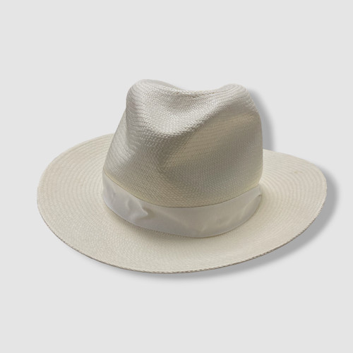 $250 Rag & Bone Women's Ivory Straw Tonal Grosgrain Ribbon Panama Hat Size M