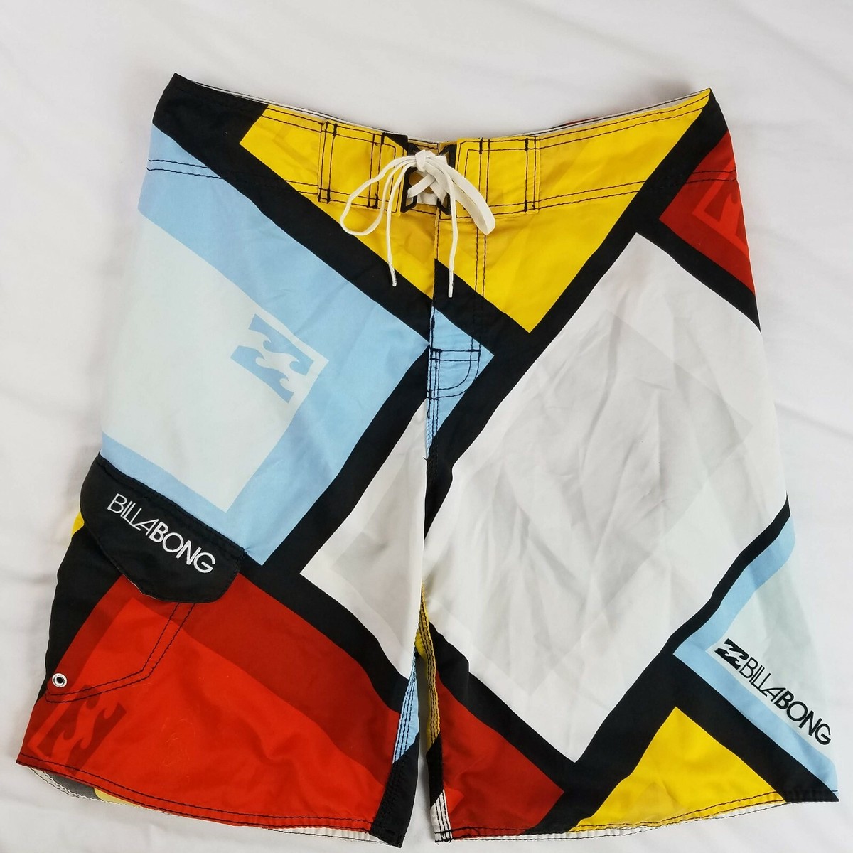 Billabong Surf Board Shorts 32 Color Block Mondrian Red