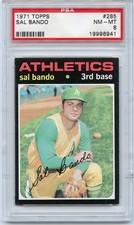 1971 Topps Baseball Sal Bando #285 Oakland Athletics PSA 8 NM-MT