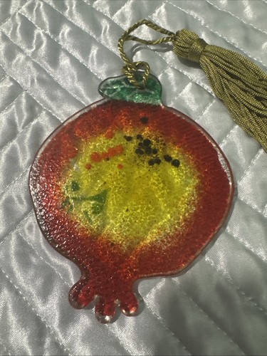 Fused Glass Pomegranate Suncatcher - Picture 4 of 5