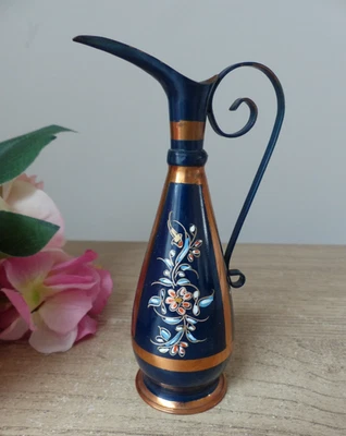Vase miniature en cuivre émaillé bleu – Turquie, années 1970 - Photo 1/4