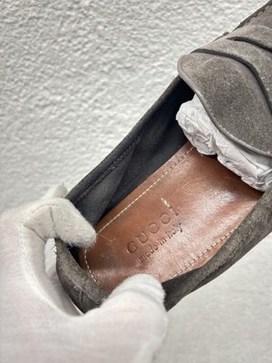 Gucci Grey Brown Suede Ribbon Bit Shoes Loafers Mens UK 8 G  display picture 3