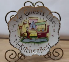 Vtg Lefton China My Guests Like My Kitchen Best Plate w Gold & Crown Mark
