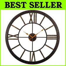 Large Bronze Vintage Clock, Round Farmhouse Decor