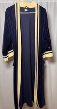 Christian Dior One Size Robe De Chambre Mens Blue Velour Vintage Striped Trim