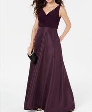 NWT ADRIANNA PAPELL Womens Purple Spaghetti Strap Maxi Fit + Flare Dress Size 18