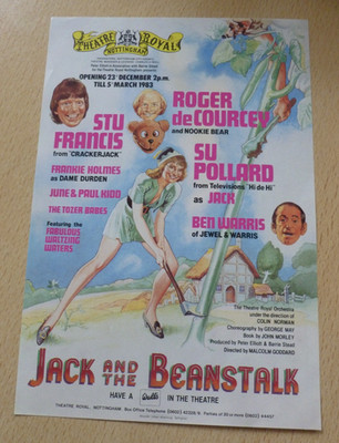 Su Pollard Stu Francis Roger de Courcey Nottingham Pantomime Flyer 1982