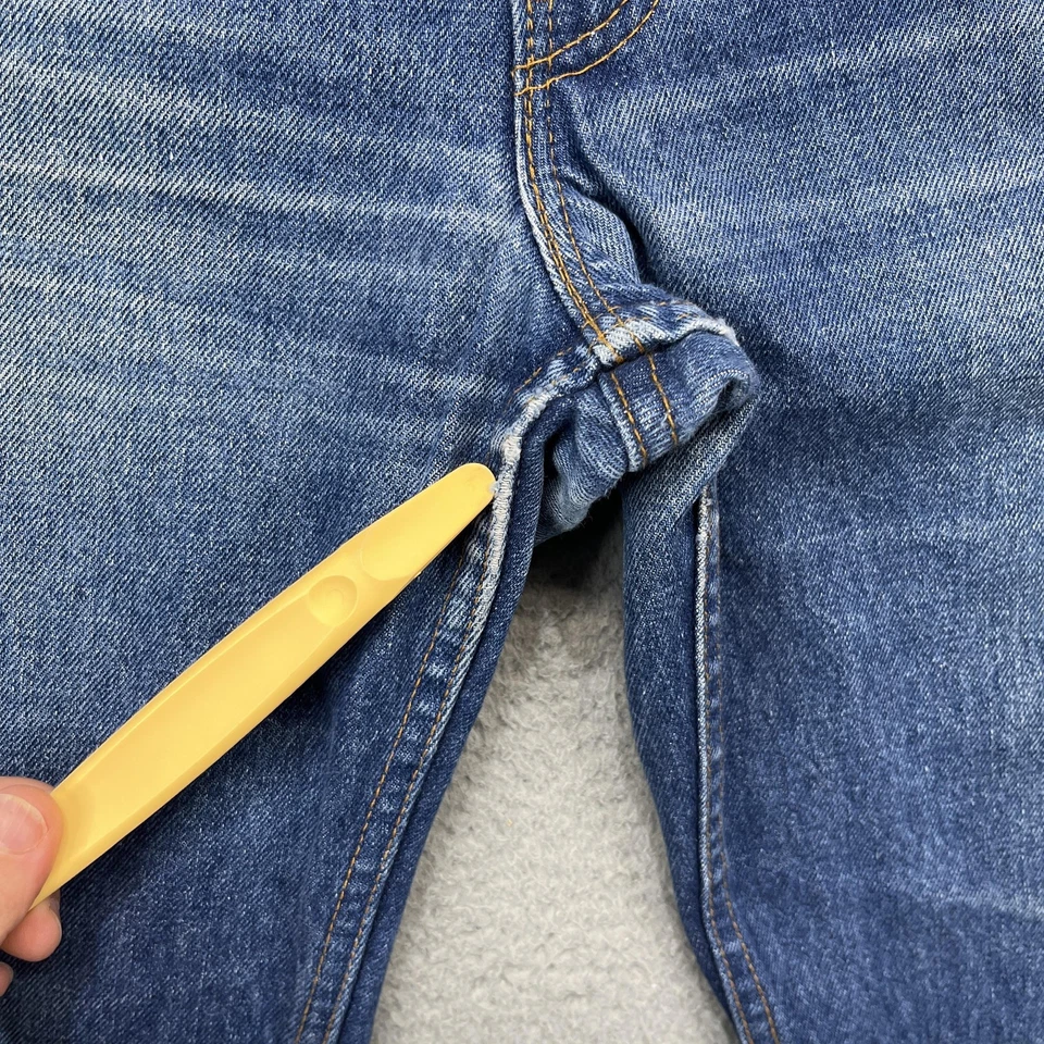 Pantalones de mezclilla de colección Levi's 506 para hombre 38x30 bigotes descoloridos lengüeta naranja EE. UU. 80 rectos Foto 2 de 4