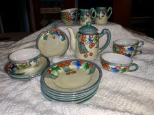 Vintage Blue Lusterware Child Tea Set Floral Made in Japan