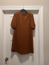Women's Size Large Shift Dress Brown Rust Modest  City Teacher Office Casual