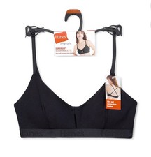 Hanes Originals Women's Supersoft Scoop Bralette Black NWT