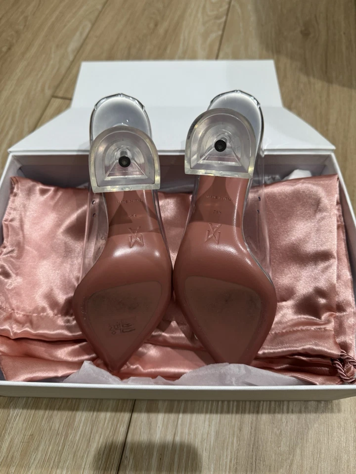 Authentic Amina Muaddi Metallic  Clear  Bow Heels  6.5 - Image 3 of 4