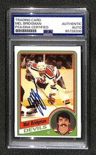 Signed Mel Bridgman 1984-85 Topps #84 Card #1 Overall Pick NHL Auto Pop 1 PSA