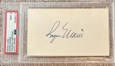 Roger Maris NY Yankees Signed Index Nice Autograph PSA/DNA 9 Mint Died 1985 - Image 1 of 4