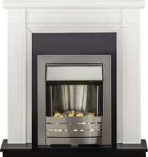 Image of Adam Georgian Fireplace in Pure White with Helios Electric Fire in Brushed St...