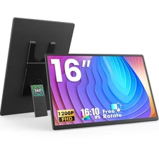 Portable Monitor, 16 Inch 1200P FHD, Horizontal and Vertical with Kickstand, ...