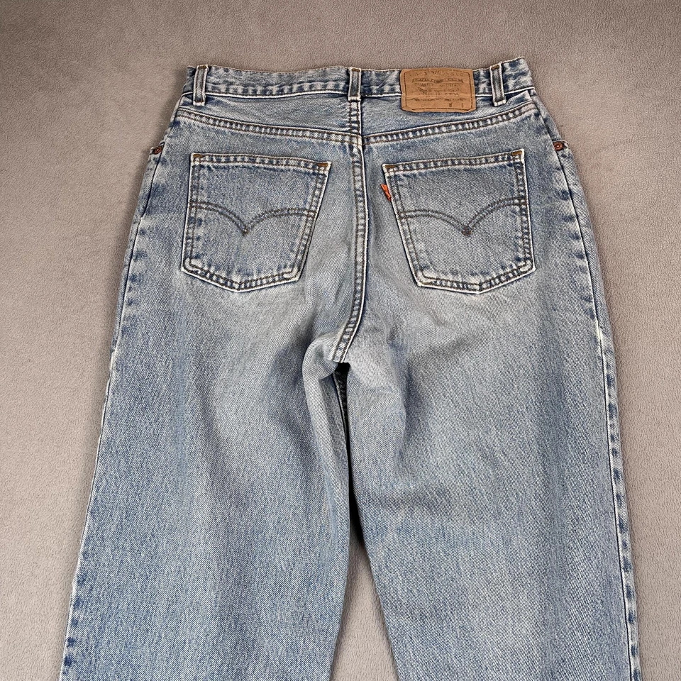 Vintage Levis Jeans Mens 29x32 Made in USA Orange Tab Tapered Light Wash - Image 3 of 4