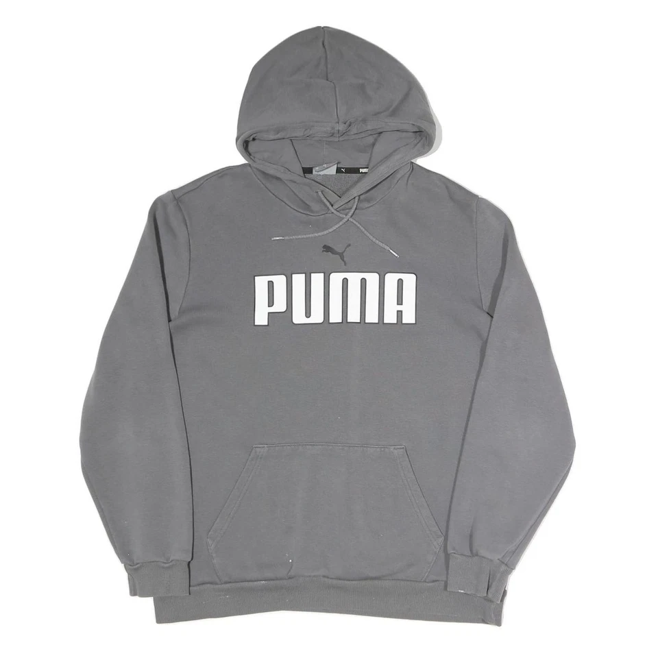 PUMA Sweat à Capuche Femme Gris L Mélange Coton Enfilé Décontracté - Photo 1/4