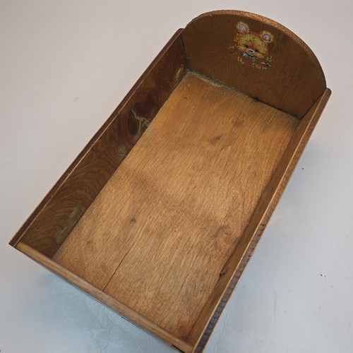 Cama de madera vintage para muñeca bebé 11x7x5" oso transferencia mecedora - Imagen 9 de 17