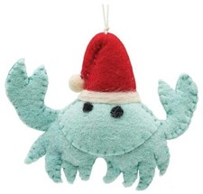 4.75" Blue Crab Santa Ornament - Beach Ornament for Coastal Decor - Beach