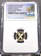 1980 B V ISLANDS GOLD 25 DOLLARS CROSSED HANDS NGC PF 69 ULTRA CAMEO TOP POP