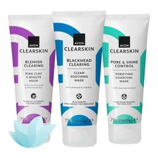 Lot (3) Avon Clearskin Face Mask 2.5fl.oz | Blemishes, Blackheads, Shine Control