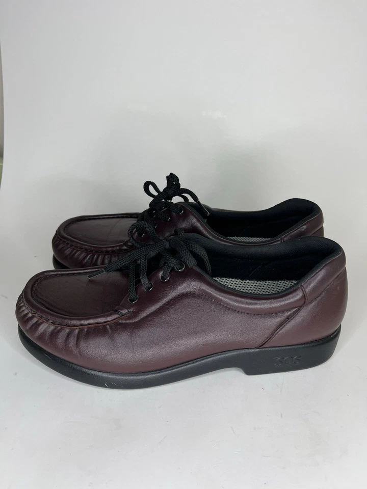 Zapatos cómodos SAS Tripad para mujer talla 10W borgoña con cordones Oxford puntera sin usar, en caja EE. UU. Foto 3 de 4